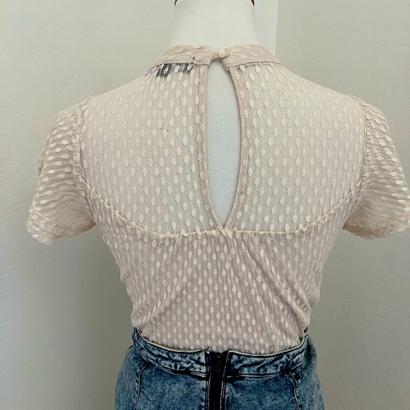 Embroidered Blouse and Acid-Wash Denim Skirt Set - Picture 4 of 7